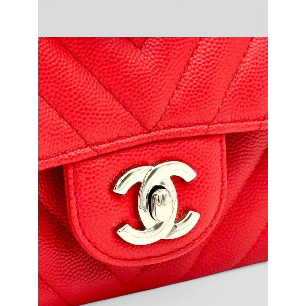 Rectangular Flap Mini Caviar Chevron Leather Shou… - image 9